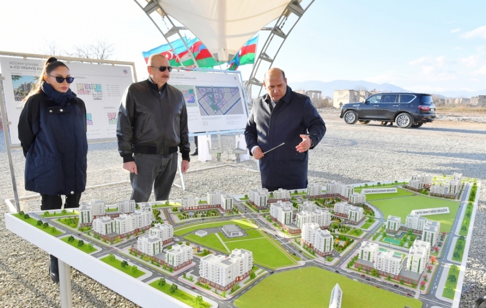 Ağdam şəhərində dördüncü yaşayış kompleksinin təməlqoyma mərasimi olub VİDEO