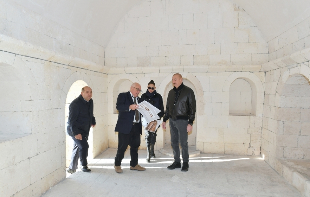 President Ilham Aliyev and First Lady Mehriban Aliyeva viewed ongoing repair and restoration works at the Imarat Complex in Aghdam VIDEO