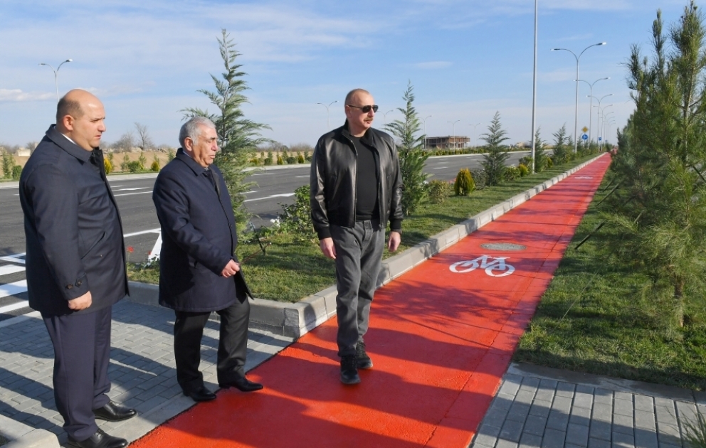 President Ilham Aliyev inspected ongoing works on internal roads of Aghdam city VIDEO