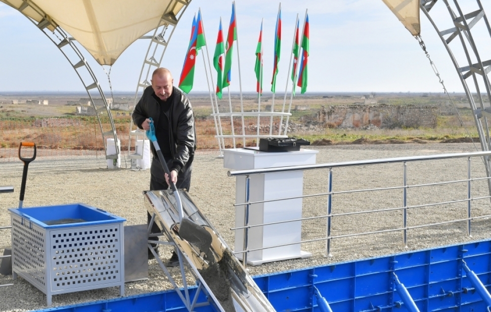 Foundation stone was laid for Salahli Kangarli village in Aghdam district VIDEO
