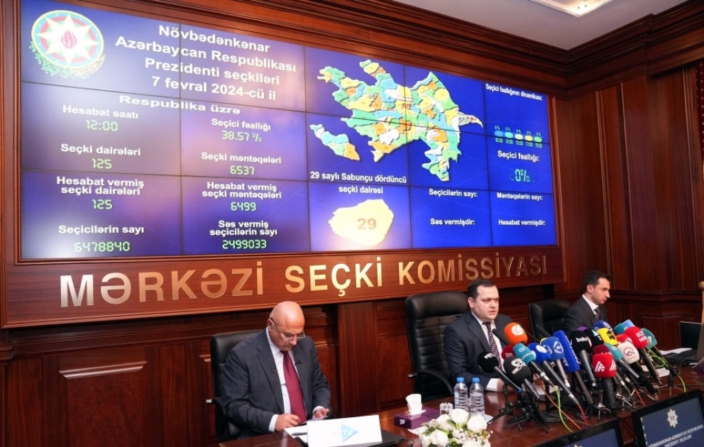 Saat 12:00-dək respublika üzrə 38.57 faiz seçici fəallığı qeydə alınıb VİDEO