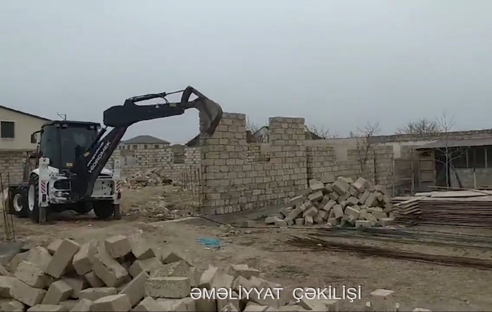 Fövqəladə Hallar Nazirliyi tərəfindən qanunsuz tikililər sökülüb VİDEO