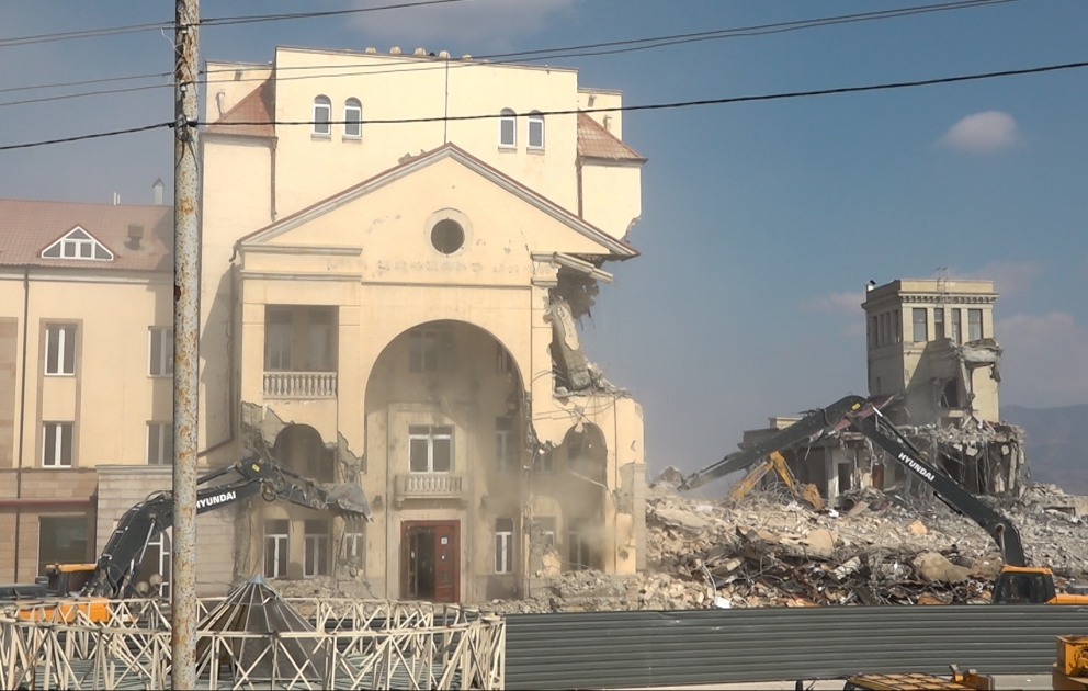 Azerbaijan dismantles buildings in Khankendi built by junta regime during occupation VIDEO