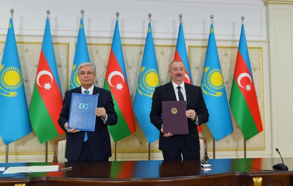 Azərbaycan-Qazaxıstan sənədlərinin imzalanması mərasimi olub  YENİLƏNİB-2 VİDEO