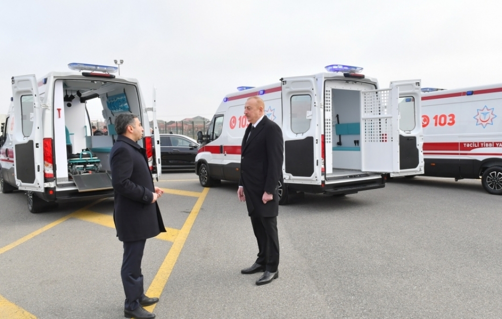 President Ilham Aliyev viewed newly acquired modern ambulances VIDEO