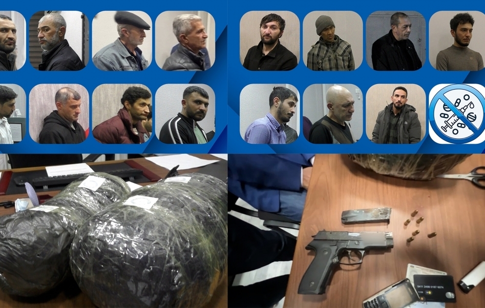 Nərimanovda əməliyyat zamanı 8 kiloqram narkotik vasitə və 2 ədəd “Makarov” tapançası aşkar edilib VİDEO