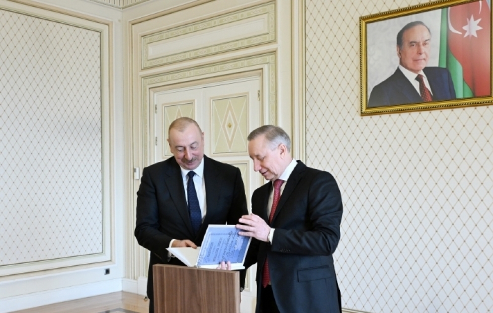 President Ilham Aliyev received Saint Petersburg Governor VIDEO