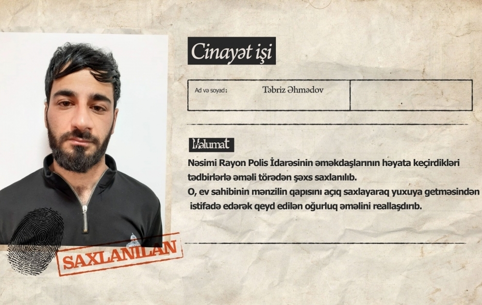 Mənzildən ev sahibinin 18500 manatını oğurlayan şəxs saxlanılıb VİDEO