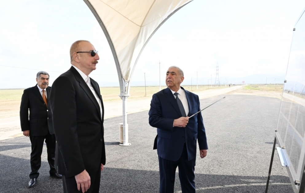 Президент Ильхам Алиев принял участие в открытии автомобильной дороги в Гаджигабульском районе  ОБНОВЛЕНО ВИДЕО