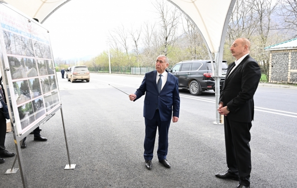 Le président de la République participe à l’ouverture du tronçon routier Böyuk Pirali-Kitchik Pirali-Khyrkhatala-Djyghatelli-Hemzeli  MIS A JOUR VIDEO