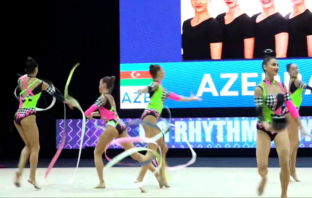 Bədii gimnastika üzrə Dünya Kuboku: Azərbaycanın qrup hərəkətləri komandası iki bürünc medal qazanıb VİDEO