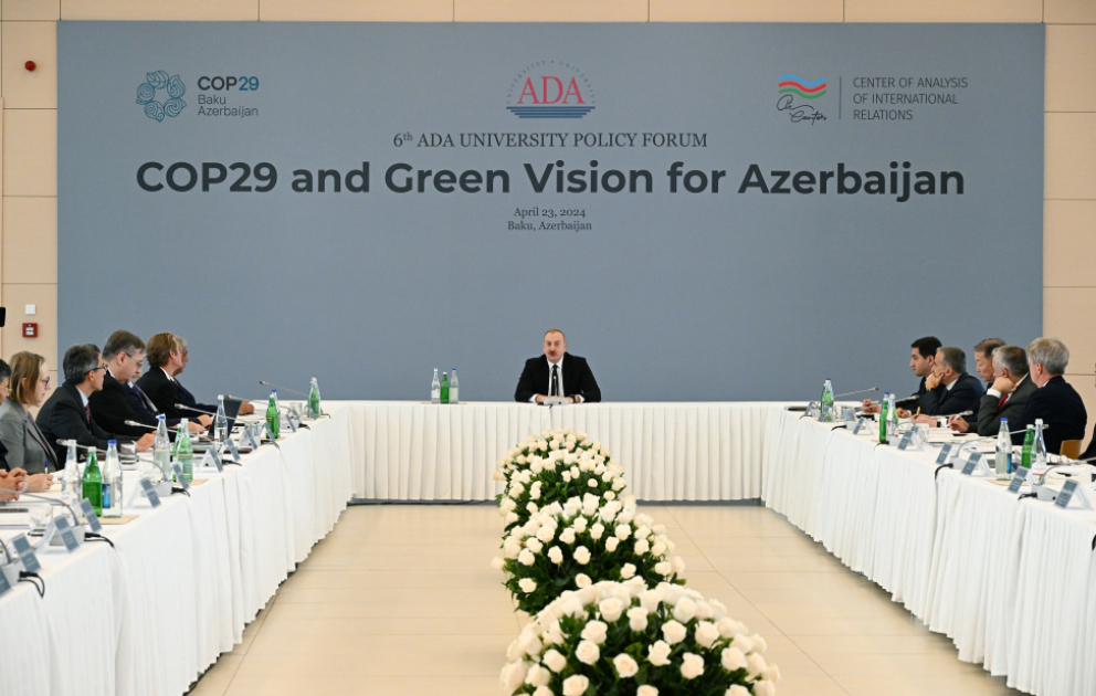 ADA Universitetində “COP29 və Azərbaycan üçün Yaşıl Baxış” mövzusunda beynəlxalq forum keçirilib  Prezident İlham Əliyev forumda iştirak edib  YENİLƏNİB VİDEO