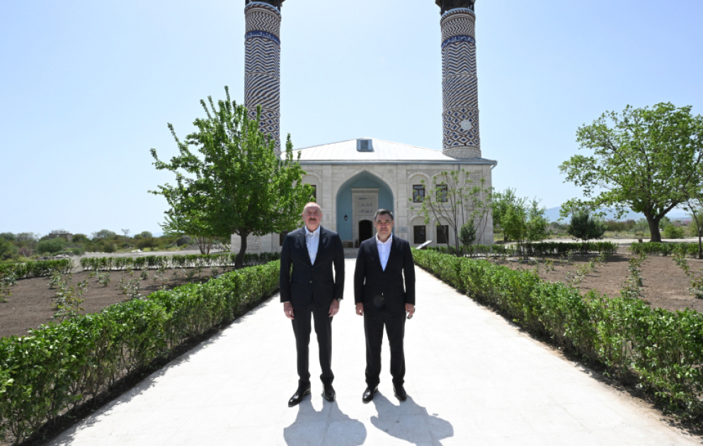 Prezident İlham Əliyev və Prezident Sadır Japarov Ağdam Cümə məscidinin bərpadan sonra açılışında iştirak ediblər YENİLƏNİB VİDEO