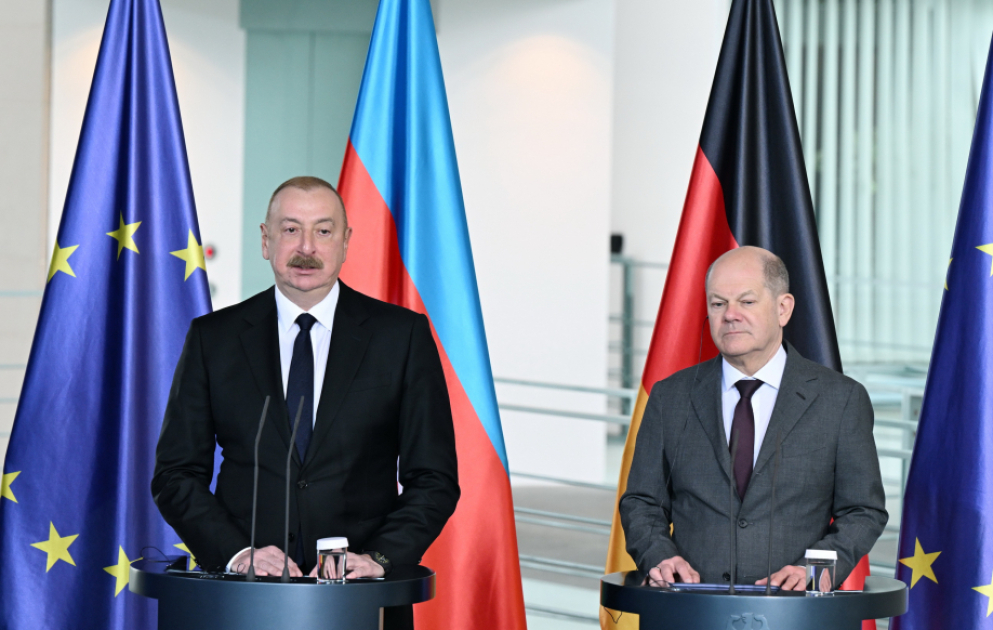 President of Azerbaijan Ilham Aliyev and Chancellor of Germany Olaf Scholz held joint press conference VIDEO