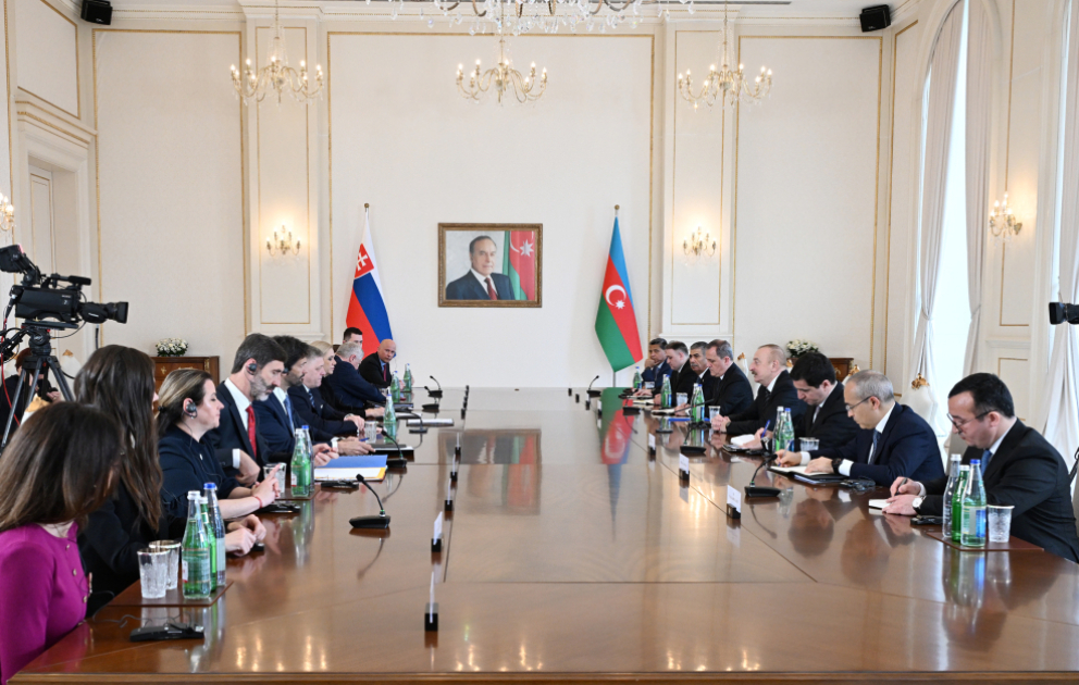 Präsident Ilham Aliyev und Ministerpräsident der Slowakei treffen sich im erweiterten Kreis VIDEO