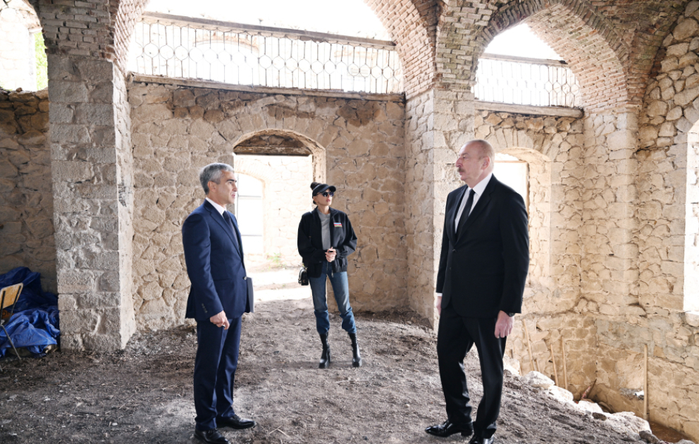 President Ilham Aliyev inspected restoration works at Chol Gala Mosque in Shusha VIDEO