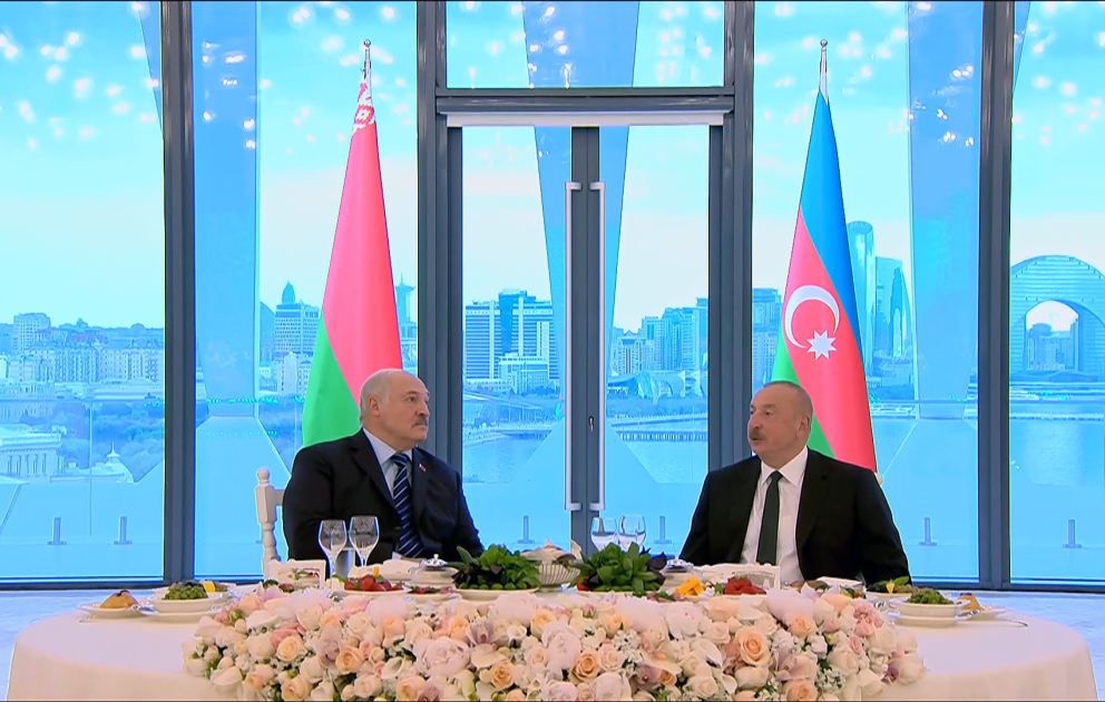 State reception on behalf of President Ilham Aliyev was hosted in honor of President of Belarus Aleksandr Lukashenko at Gulustan Palace VIDEO