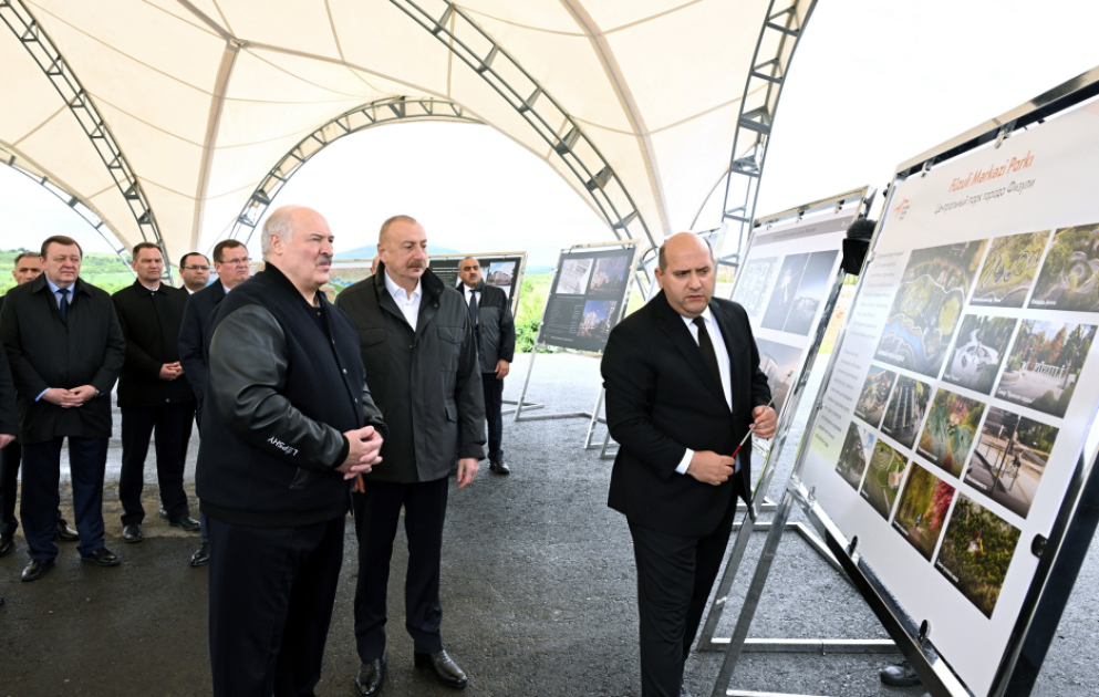 Presidents of Azerbaijan and Belarus visited devastated areas of Fuzuli city and reviewed the city’s master plan VIDEO