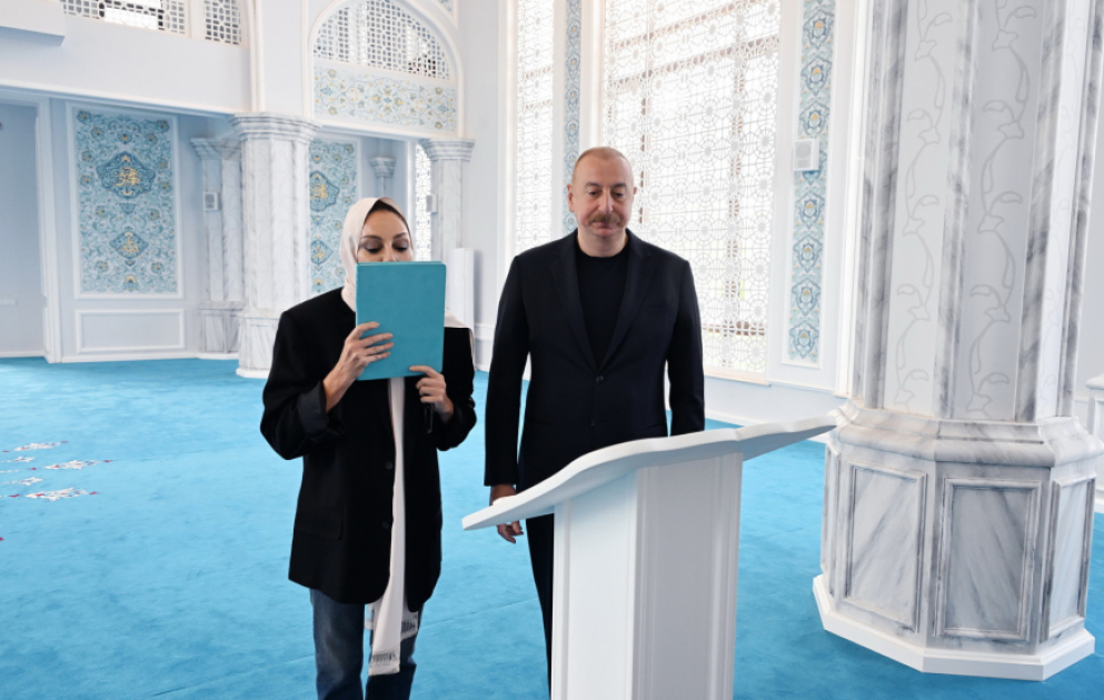 President Ilham Aliyev and First Lady Mehriban Aliyeva attended inauguration of Zangilan Mosque VIDEO