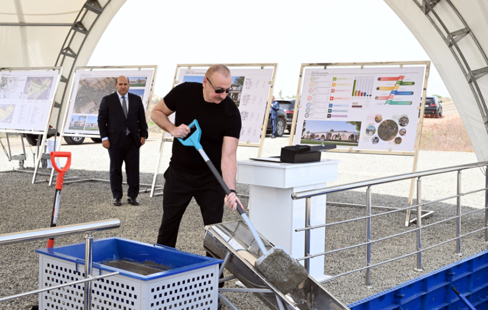 Präsident Ilham Aliyev legt Grundstein für Dorf Taghibeyli in Agdam  AKTUALISIERT  VIDEO