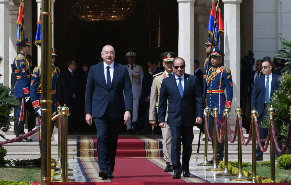 Official welcome ceremony was held for President of Azerbaijan Ilham Aliyev in Egypt VIDEO