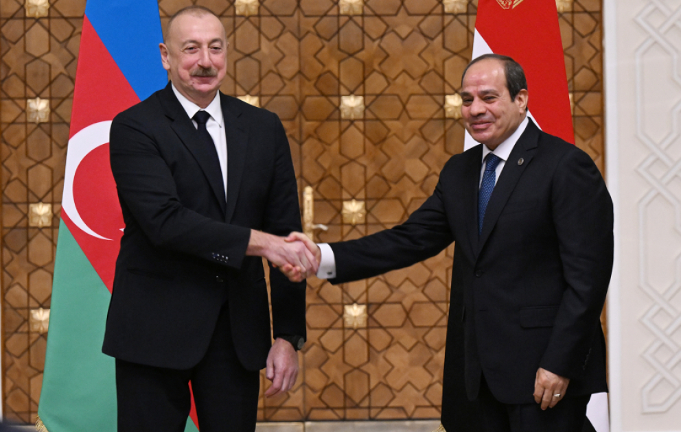 Presidents of Azerbaijan and Egypt made press statements VIDEO