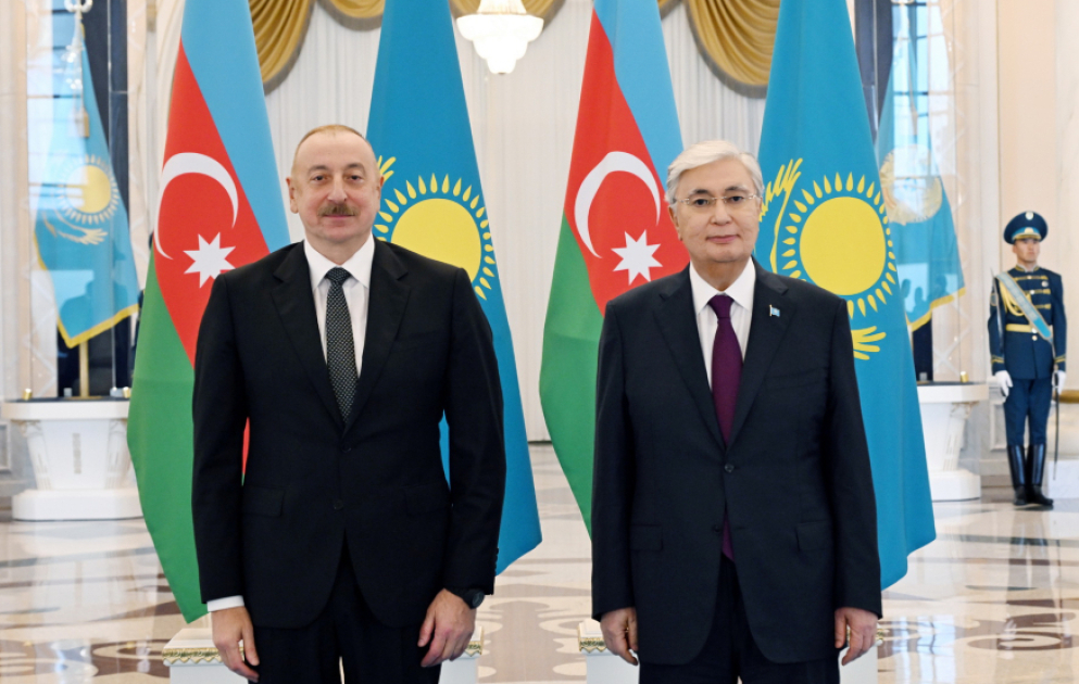 Astanada Azərbaycan və Qazaxıstan prezidentlərinin görüşü keçirilib  YENİLƏNİB-2  VİDEO