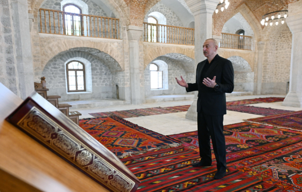 President Ilham Aliyev attended reopening of Ashaghi Govhar Agha Mosque after its restoration VIDEO