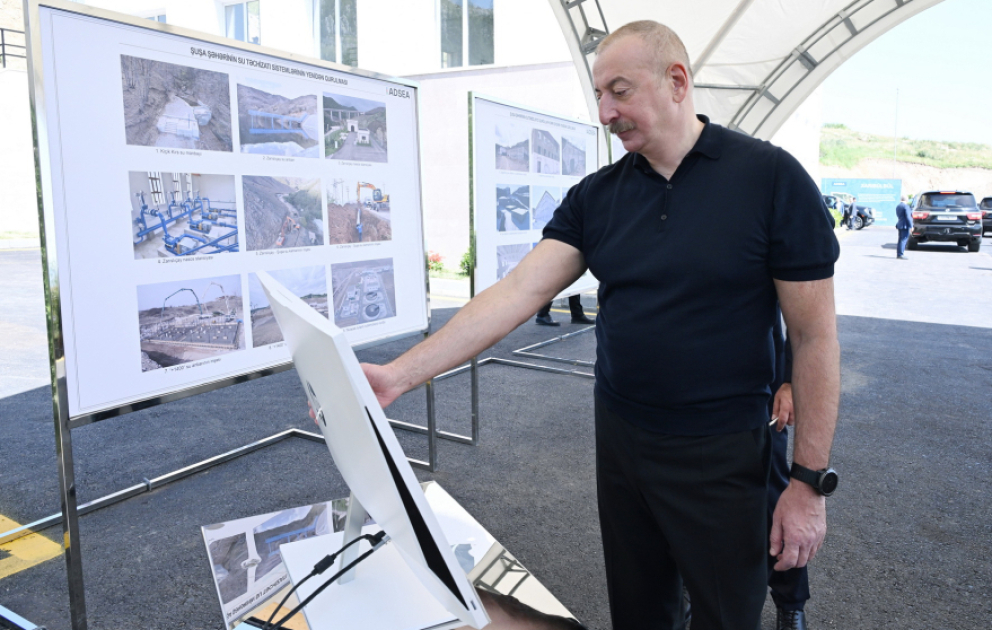 Präsident Ilham Aliyev weiht Wasseraufbereitungskomplex von Schuscha ein VIDEO