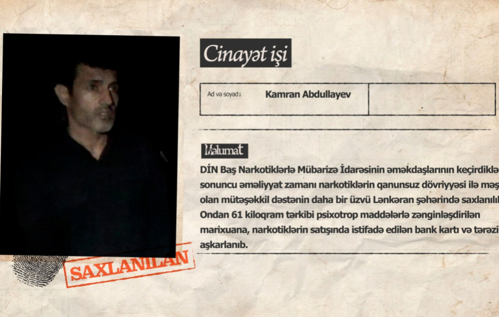 Lənkəranda mütəşəkkil cinayətkar dəstənin əvvəllər məhkum olmuş üzvü saxlanılıb VİDEO