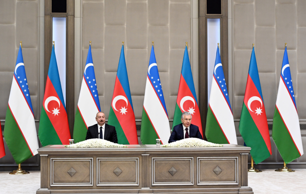 Presidents of Azerbaijan and Uzbekistan made press statements VIDEO