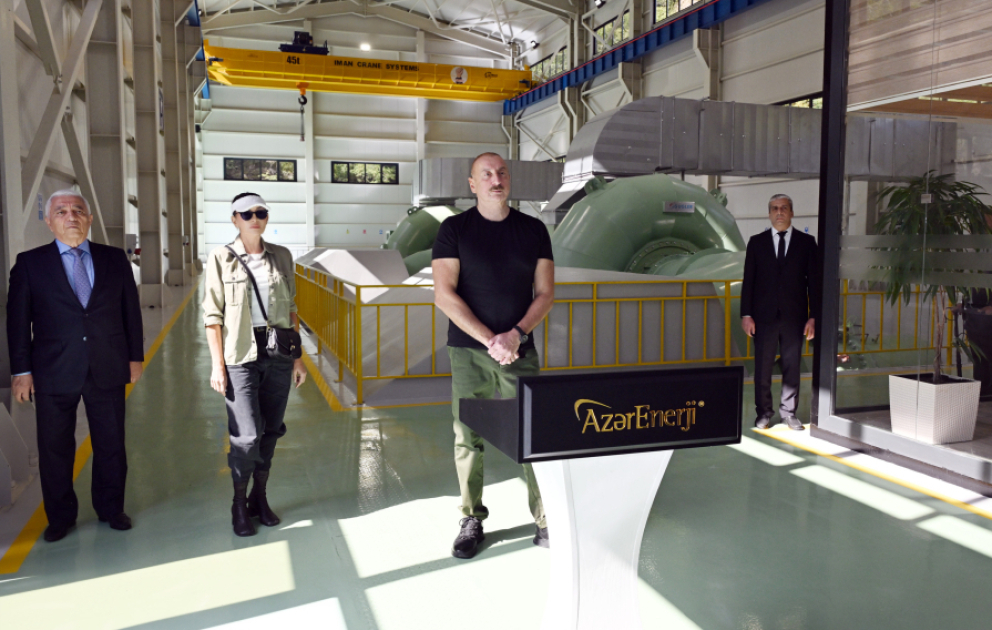 President Ilham Aliyev and First Lady Mehriban Aliyeva attended inauguration of “Yukhari Vang" Hydroelectric Power Plant on Tartar River in Kalbajar VIDEO