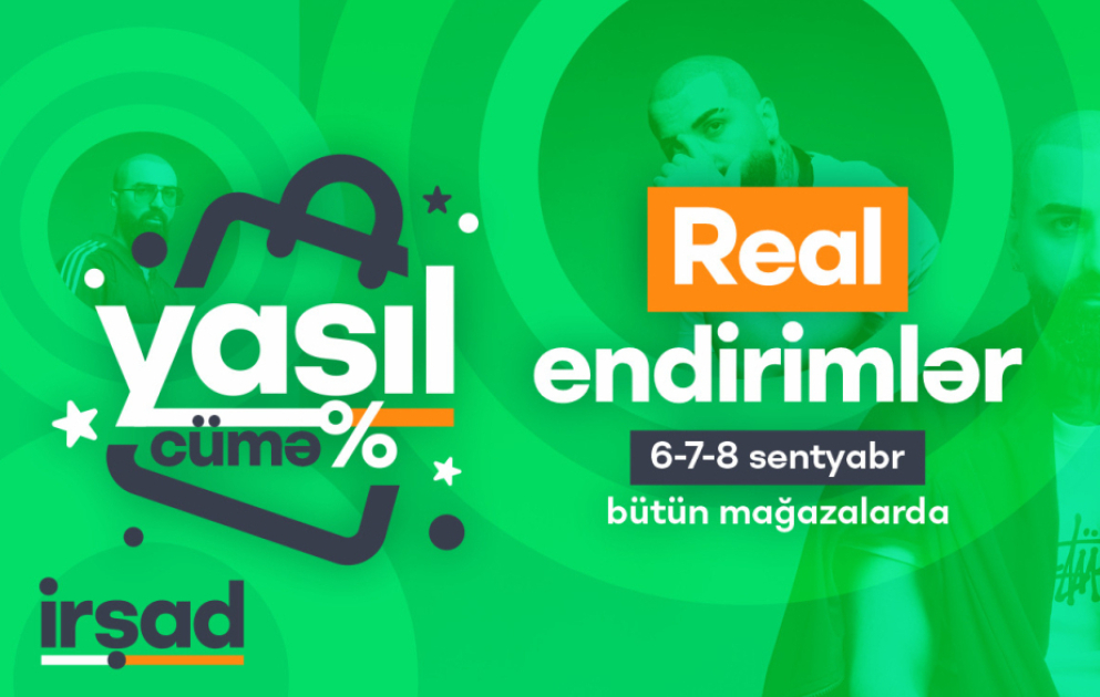®  “İrşad”ın “Yaşıl cümə” kampaniyası real endirimlər təklif edir. Sadəcə 3 gün məhsullara 70 faizədək endirim olacaq! VİDEO