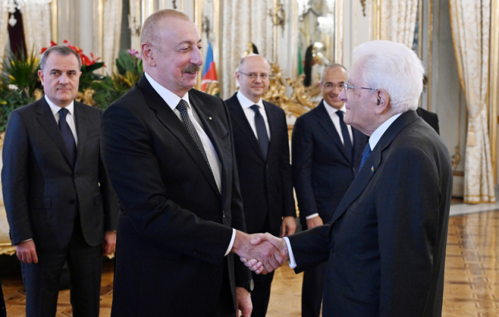 Arbeitsessen von Präsident Ilham Aliyev mit Präsident Sergio Mattarella in Rom VIDEO