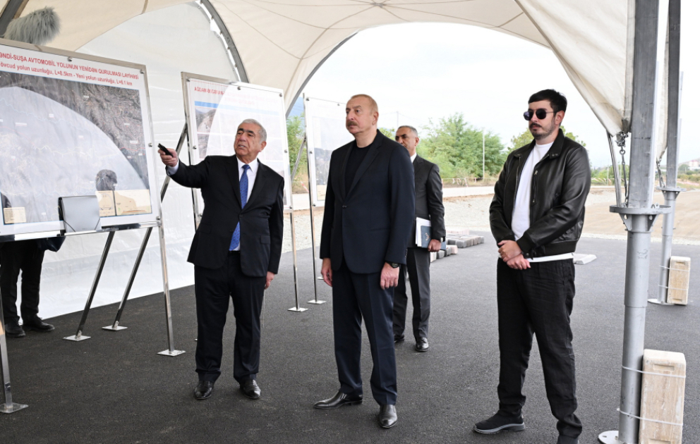 President Ilham Aliyev inspected progress on Aghdam-Asgaran-Khojaly-Khankendi highway VIDEO