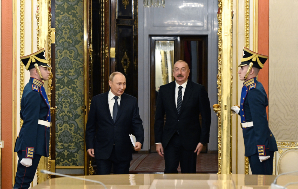 Moskvada Prezident İlham Əliyevin Rusiya Prezidenti Vladimir Putinlə görüşü olub  YENİLƏNİB - 2 VİDEO