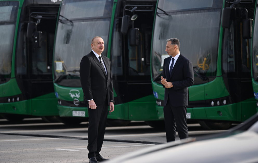 President Ilham Aliyev reviewed operations of Zigh Electric Bus Depot VIDEO
