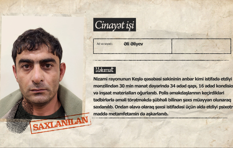 Polis Bakıda 30 min manat dəyərində qapı və kondisionerləri oğurlayan şəxsi saxlayıb VİDEO