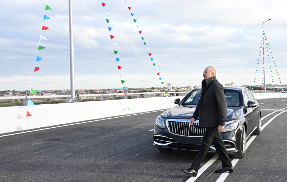President Ilham Aliyev attended inauguration of Boyukshor–Pirshaghi highway VIDEO