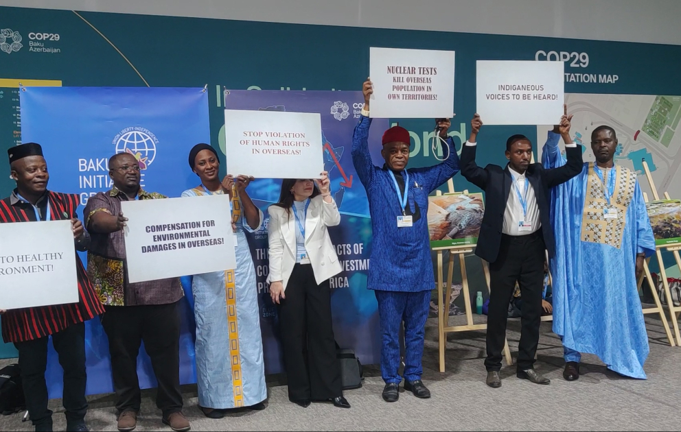 COP29-da Fransanın nüvə sınaqlarının mənfi təsirlərinə görə təzminat ödəməsi tələbi ilə aksiya keçirilib VİDEO