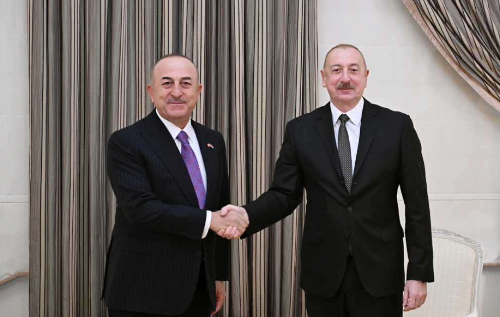 Prezident İlham Əliyev Türkiyənin sabiq xarici işlər naziri Mövlud Çavuşoğlunu qəbul edib VİDEO
