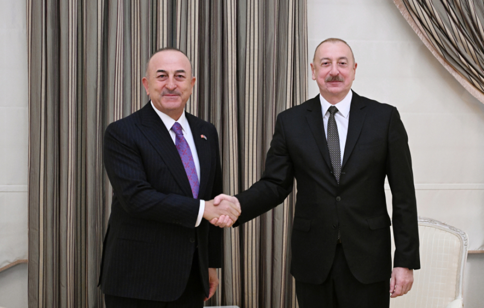 Le président Ilham Aliyev reçoit l’ancien ministre turc des Affaires étrangères Mevlüt Cavusoglu VIDEO
