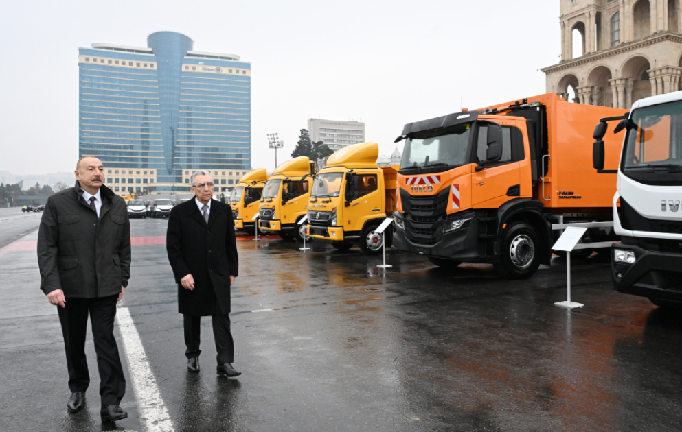 President Ilham Aliyev inspected specialized municipal vehicles in Baku VIDEO