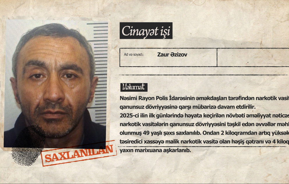 Nəsimi rayonunda əvvəllər məhkum olunmuş şəxs narkotiklə saxlanılıb VİDEO