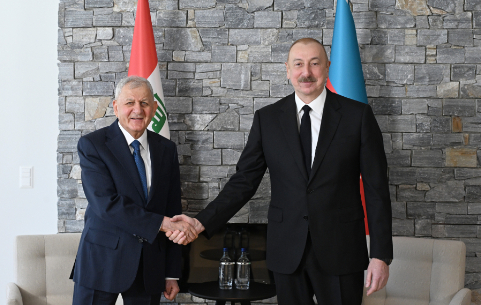 President Ilham Aliyev met with President of Iraq in Davos VIDEO