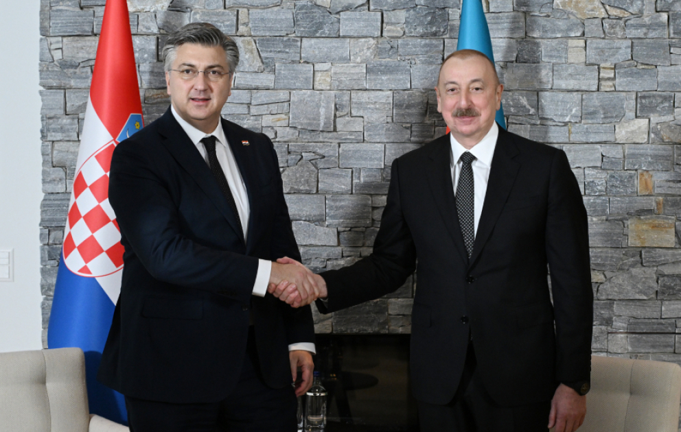 President Ilham Aliyev met with Prime Minister of Croatia in Davos VIDEO
