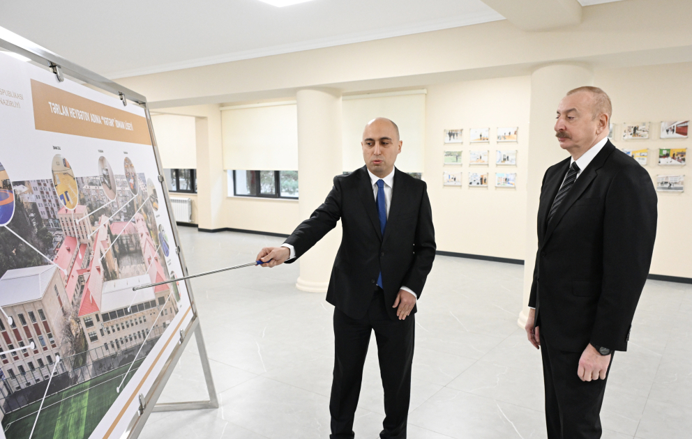 President Ilham Aliyev reviewed conditions at “Vatan” Sports Lyceum after reconstruction VIDEO