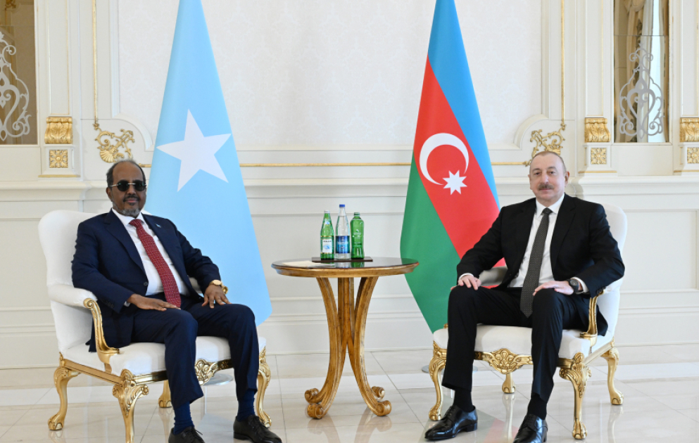 Präsident Ilham Aliyev und Präsident Hassan Sheikh Mohamud treffen sich unter vier Augen VIDEO