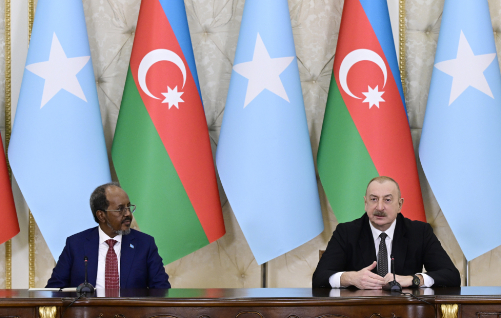 Azərbaycan və Somali prezidentləri mətbuata bəyanatlarla çıxış ediblər YENİLƏNİB  VİDEO