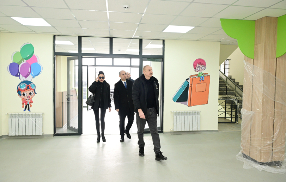 President Ilham Aliyev inspected construction progress at nursery-kindergarten No.1 in Aghdam city VIDEO